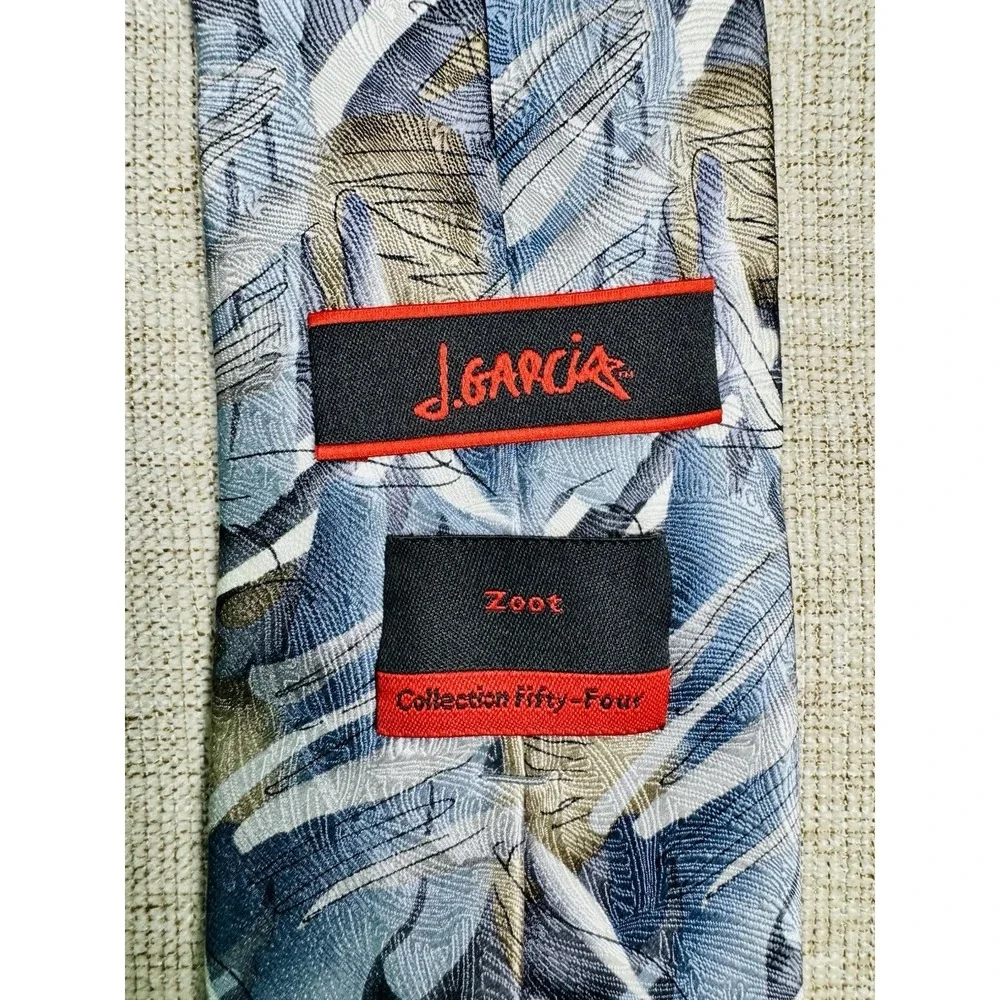 J. Garcia Zoot Mens Necktie Gray Blue Abstract 3.5